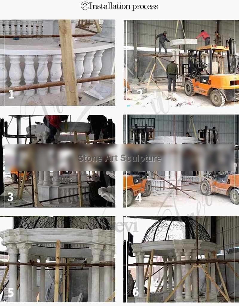 Large Cheap Outdoor Marble Round Gazebo with Top for Sale MOKK-548 detail image