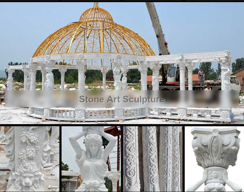 Large Cheap Outdoor Marble Round Gazebo with Top for Sale MOKK-548 detail image
