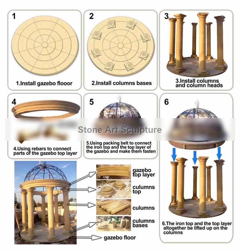 Large Outdoor Roman Marble Column Gazebo from Factory Supply MOKK-553 detail image