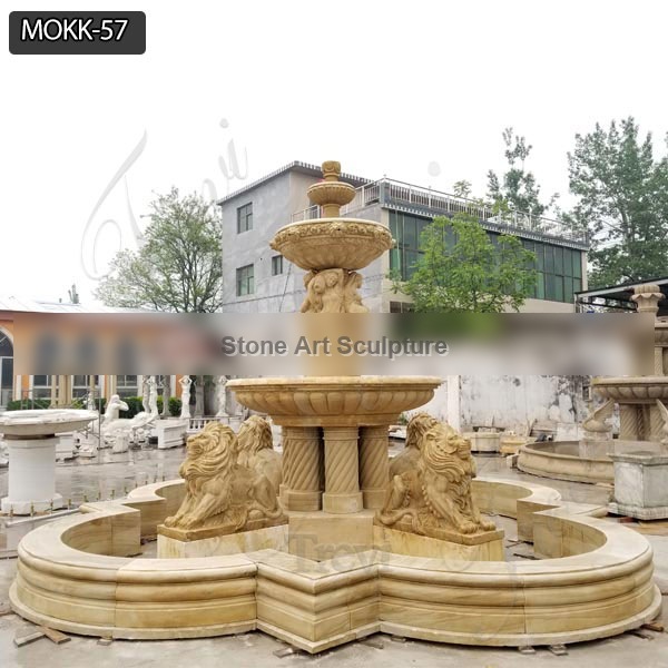 Antique Outdoor Marble Lion Fountain with Figure statue for Sale MOKK-57