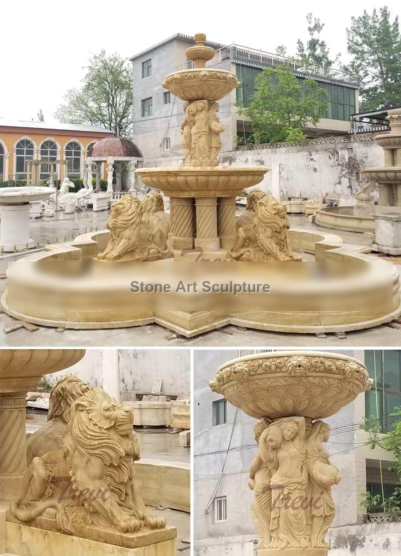 Antique Outdoor Marble Lion Fountain with Figure statue for Sale MOKK-57 detail image
