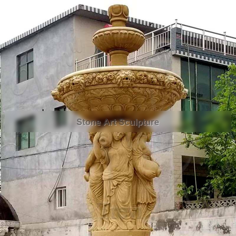 Antique Outdoor Marble Lion Fountain with Figure statue for Sale MOKK-57 detail image