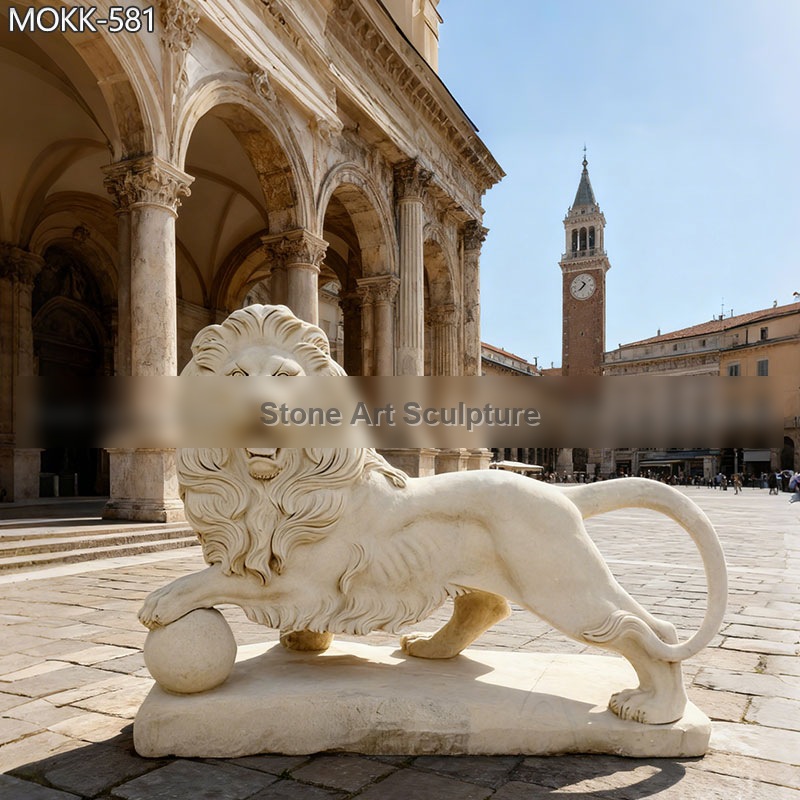 Antique Beige Walking Lion Statues MOKK-581