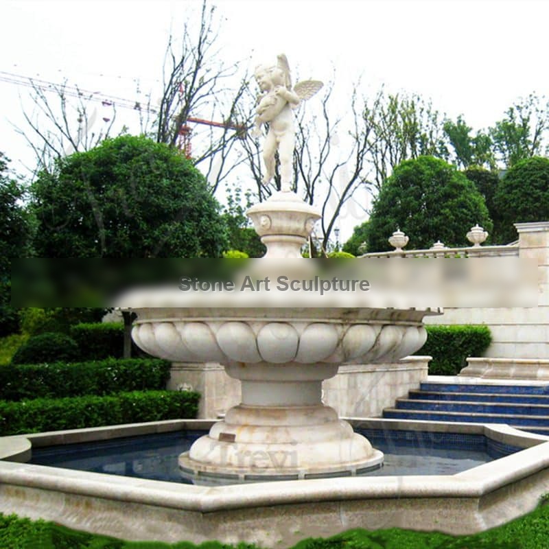 Large Outdoor Marble Fountains with Baby Statue Wholesale MOKK-583 detail image