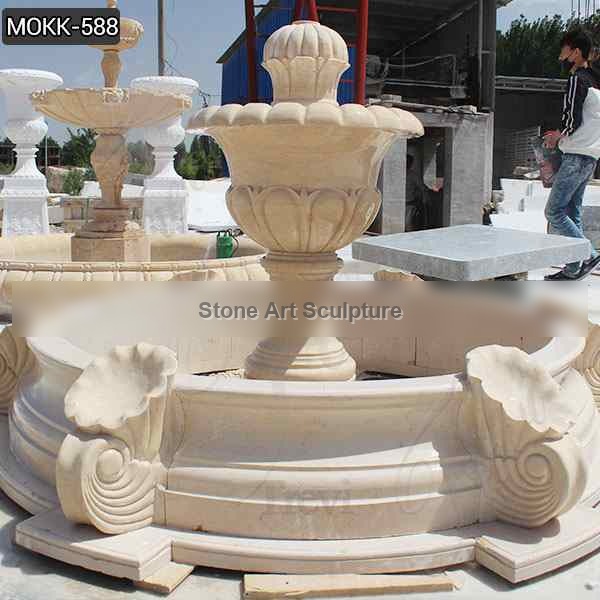Small Size Beige Marble Stone Fountains Wholesale MOKK-588