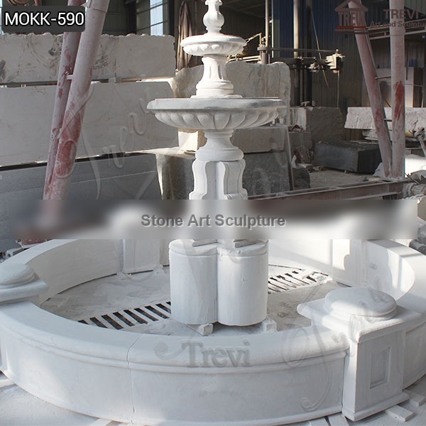 Outdoor Life Size Tiered Marble Water Fountain Statue Simple Design MOKK-590