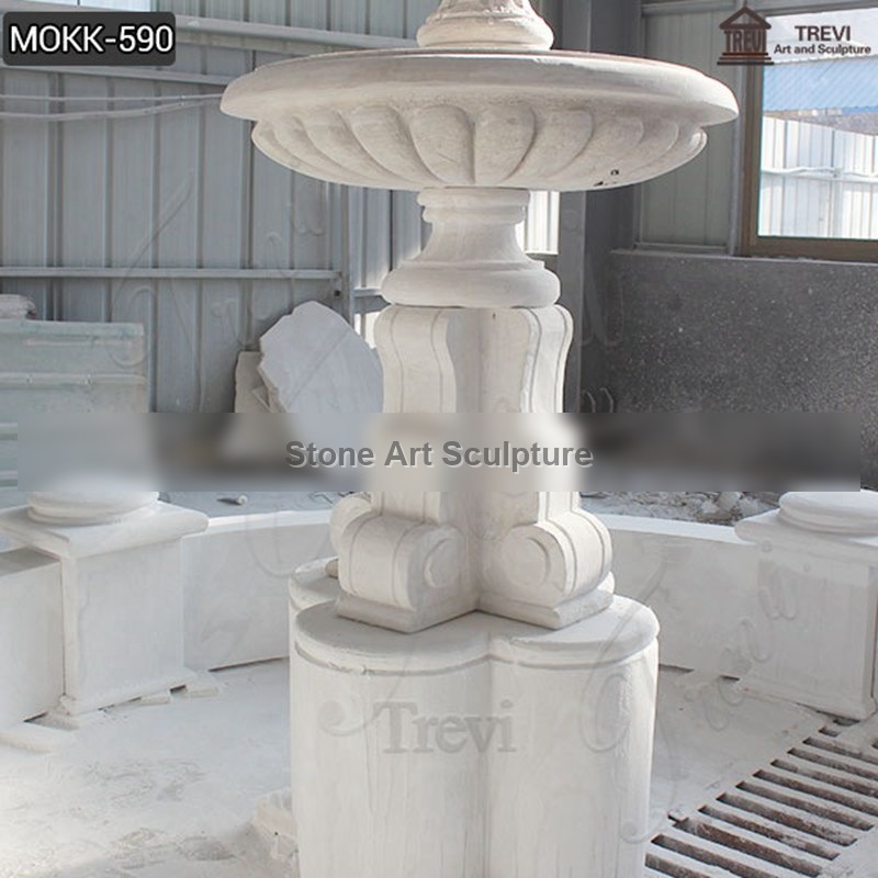 Outdoor Life Size Tiered Marble Water Fountain Statue Simple Design MOKK-590 detail image