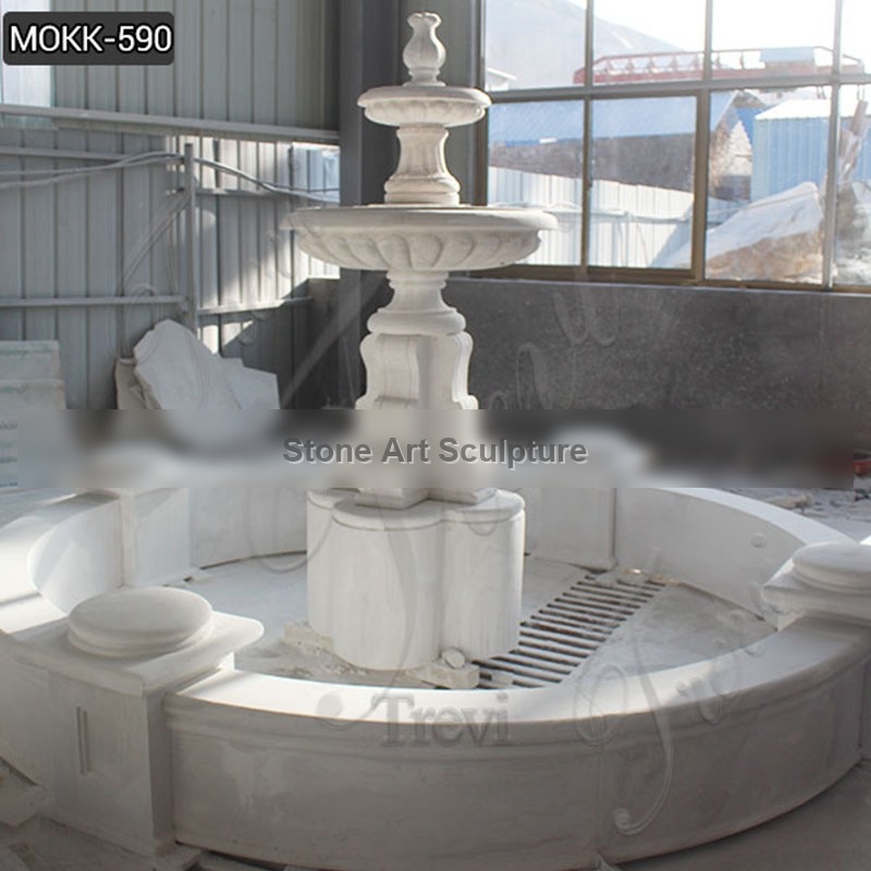 Outdoor Life Size Tiered Marble Water Fountain Statue Simple Design MOKK-590 detail image