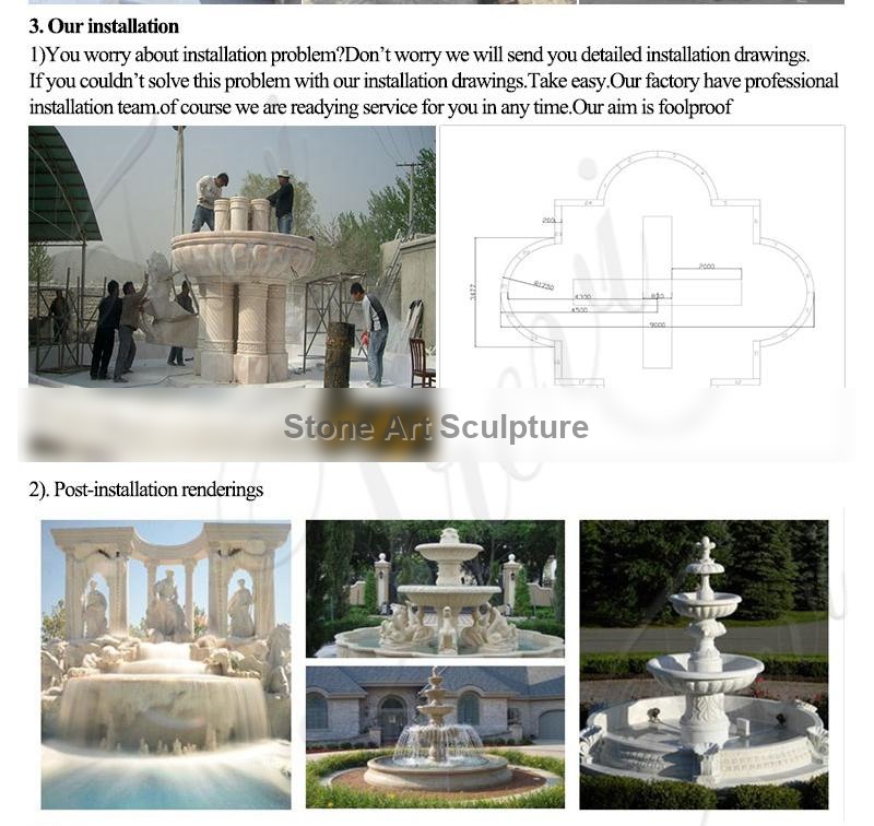 Outdoor Life Size Tiered Marble Water Fountain Statue Simple Design MOKK-590 detail image