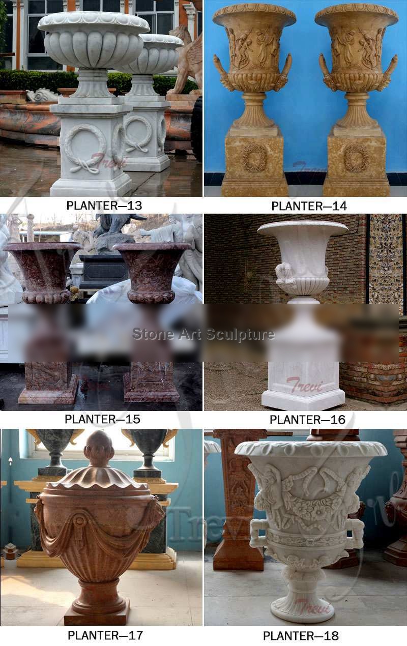 White Marble Plant Pots with Round Basin for Sale MOKK-621 detail image