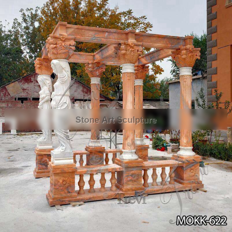 Rectangle Red Marble Statuary Gazebo for Backyards MOKK-622