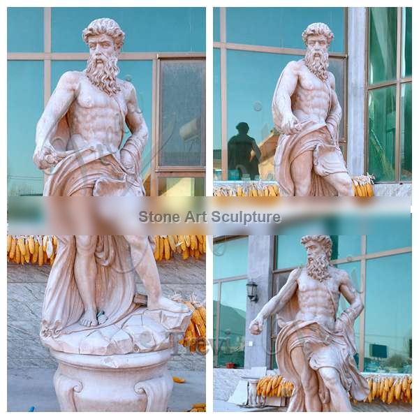Beige Marble Poseidon Statue Greek Roman God of The Sea Supplier MOKK-623 detail image
