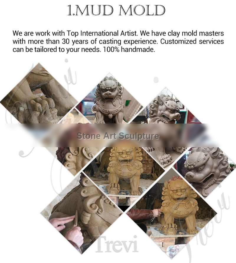 Hand Made Stone Chinese Foo Dog Statue for Front Porch Supplier MOKK-626 detail image