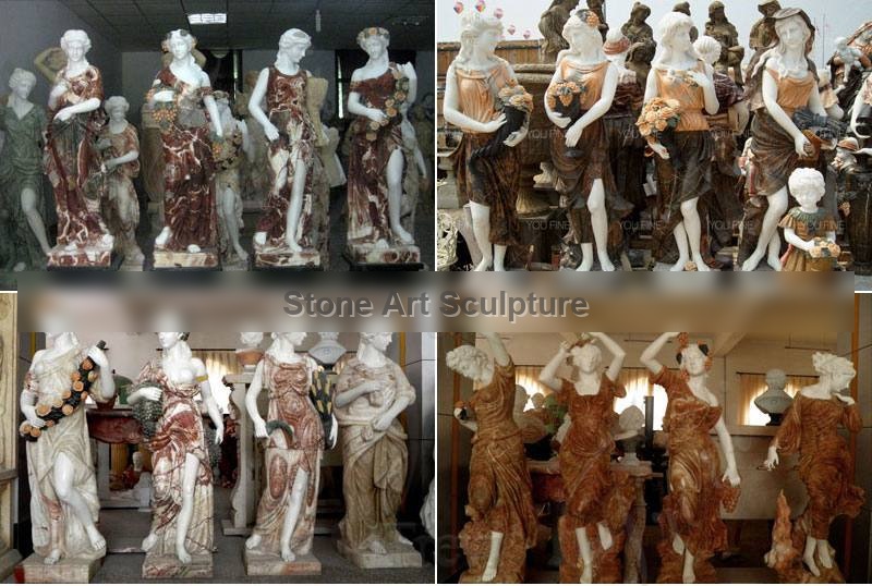 Mixed Colors Seasons Goddess Outdoor Garden Marble Statues Sale MOKK-642 detail image