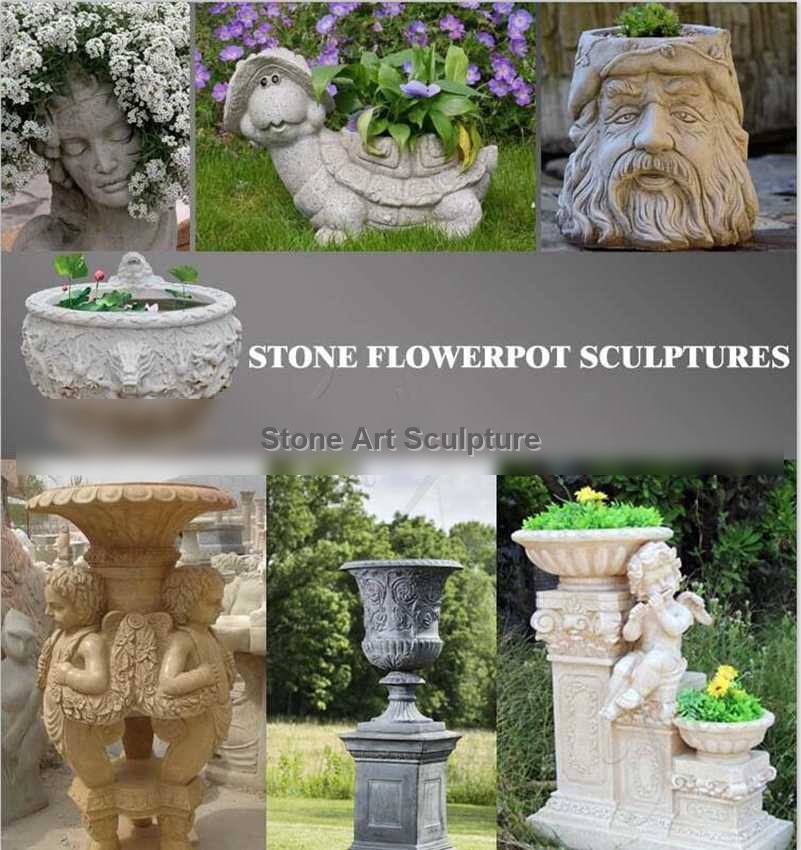 Hand Carved Exquisite Beige Marble Flower Pot Manufacturers MOKK-656 detail image