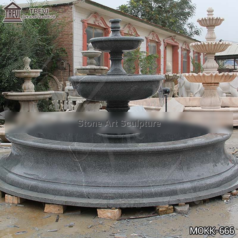 Outdoor Black Granite Tiered Water Fountain Manufacturers for Sale MOKK-666 detail image