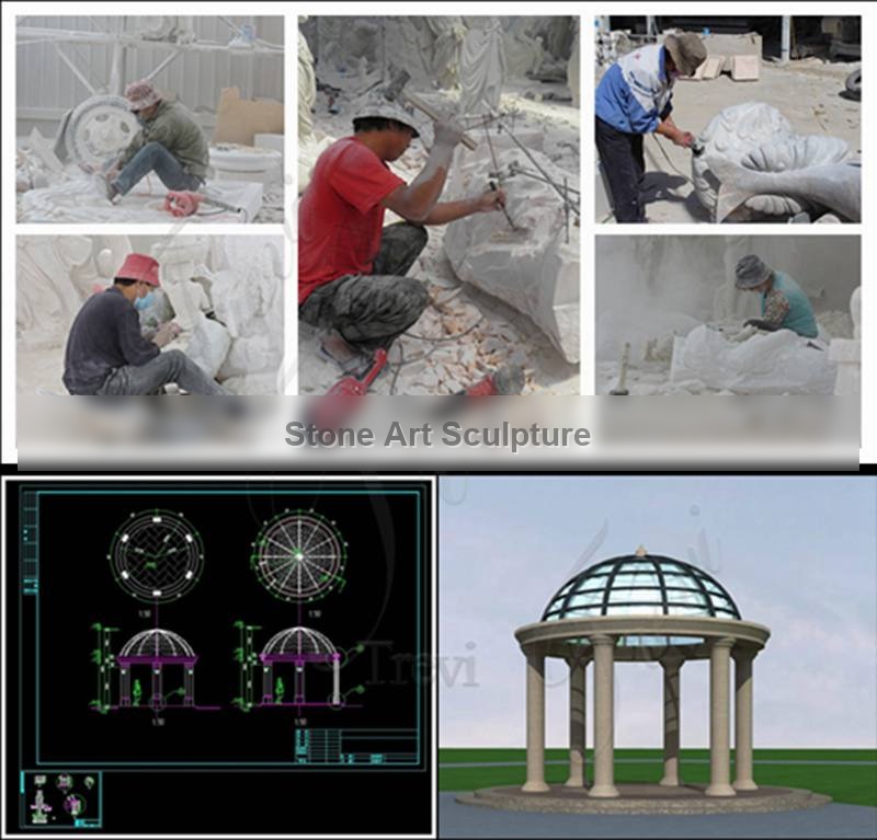 Large White Marble Gazebo Garden Decor Supplier MOKK-678 detail image