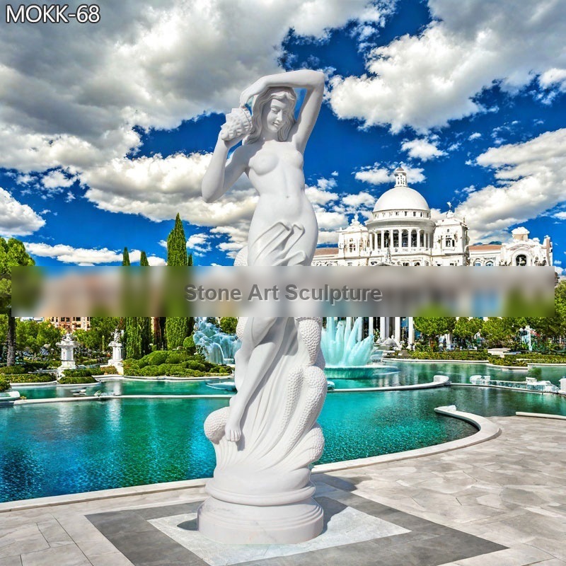 Exquisite Marble Water Nymph Statue for Garden Decor detail image