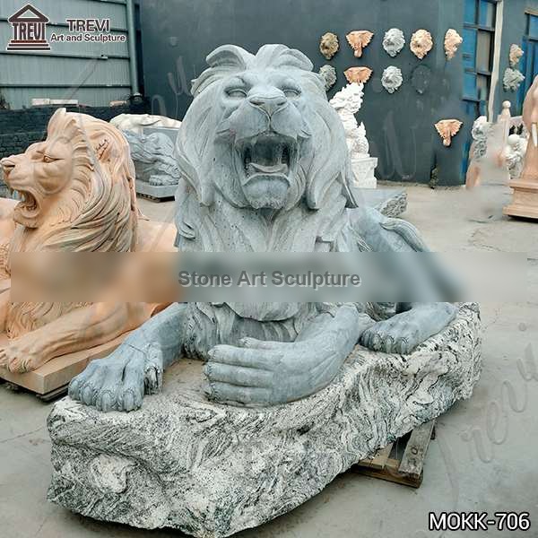 Outdoor Marble Lion Statue Zoo Decoration for Sale MOKK-706