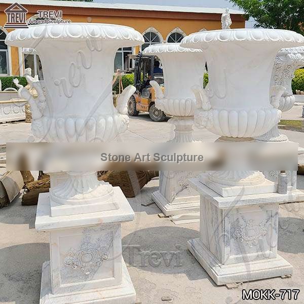 Hot Sale Classic Design Marble Flower Pots for Garden Decoration MOKK-717