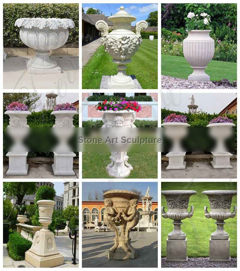 Hot Sale Classic Design Marble Flower Pots for Garden Decoration MOKK-717 detail image