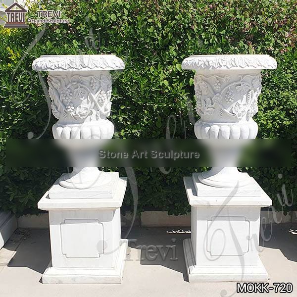 Exquisite Marble Grape Flowerpot Sculpture Garden Decor MOKK-720