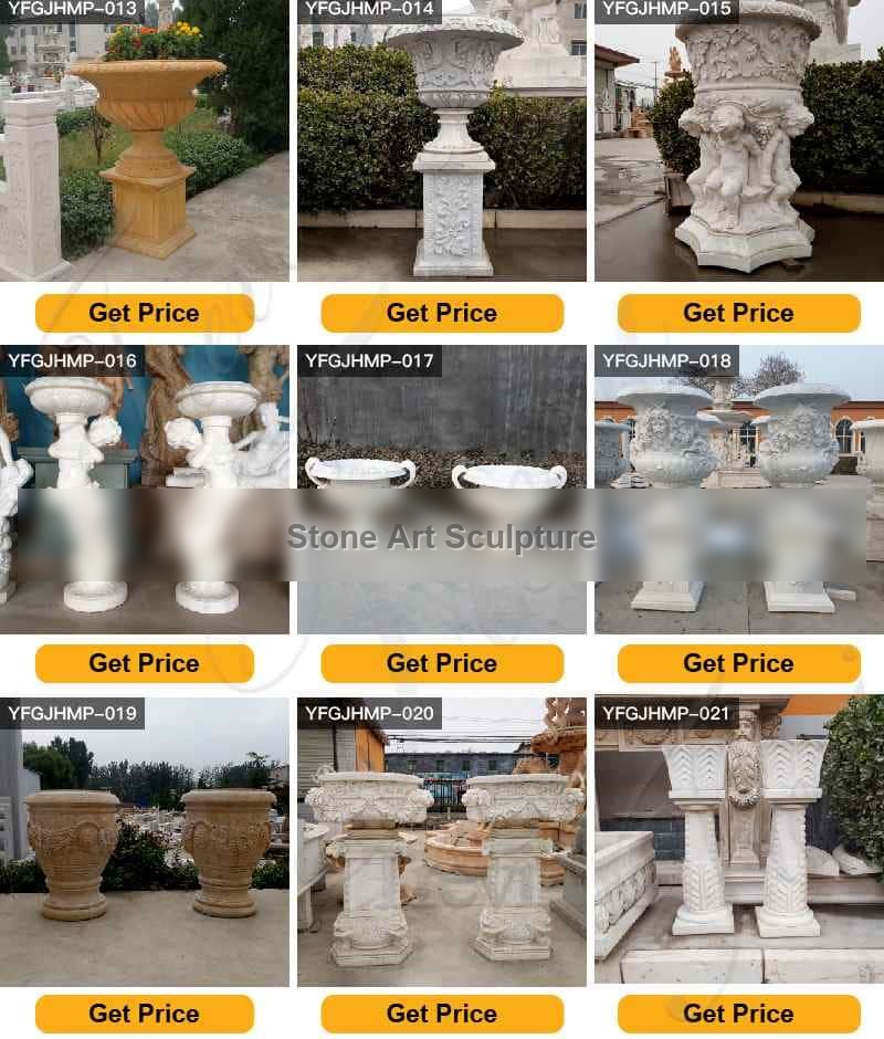 Small Size White Marble Flower Pots Decoration for Sale MOKK-721 detail image