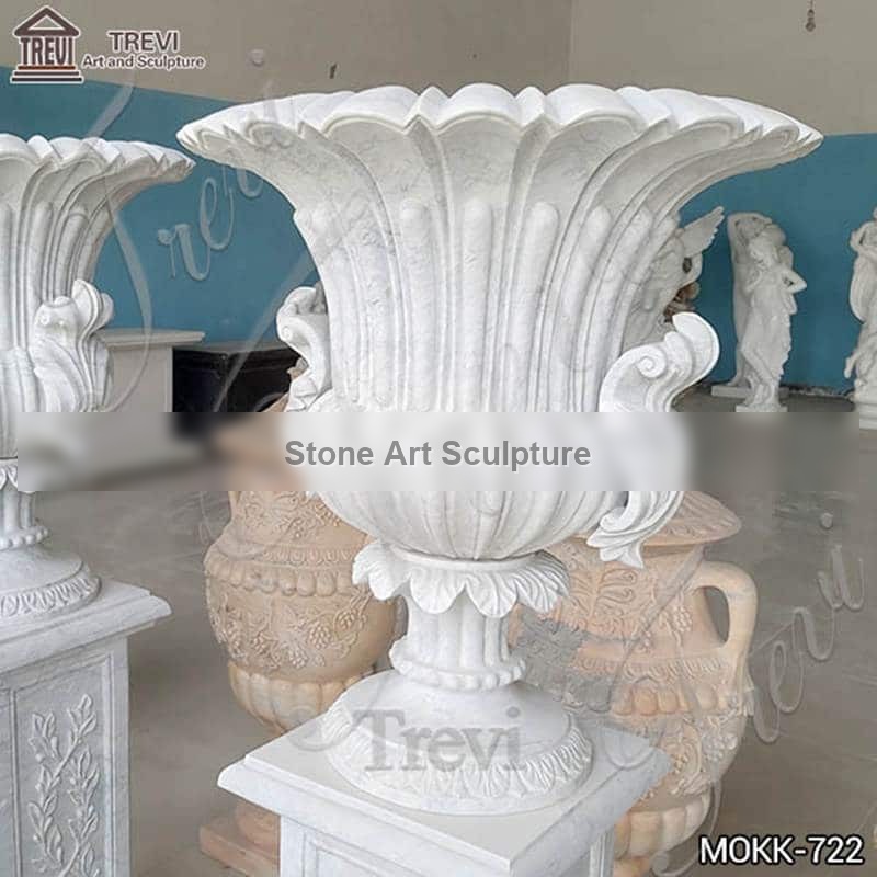 Luxury Style White Marble Flower Pots Floral Decoration for Sale MOKK-722 detail image