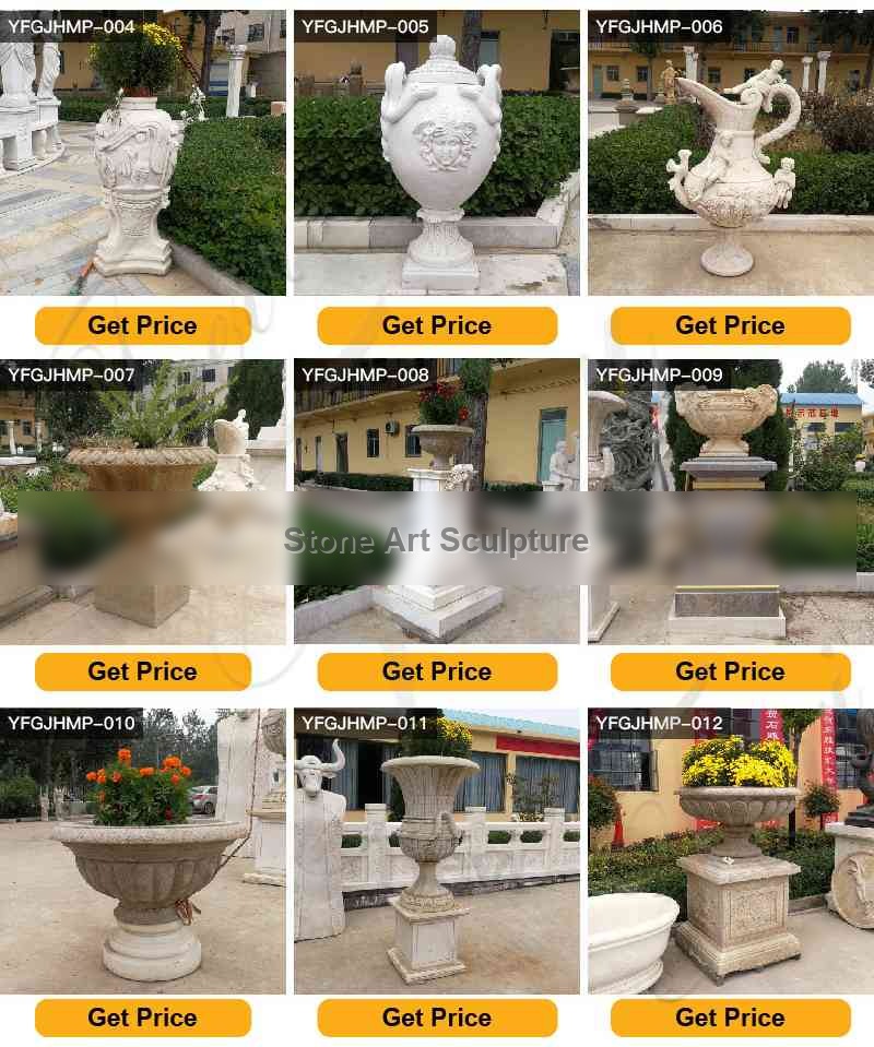 Home Decoration White Marble Lion Flowerpot for Sale MOKK-724 detail image