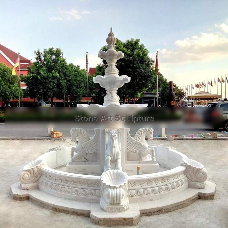 Garden Decoration Outdoor Marble Horse Fountain for Sale MOKK-734 detail image