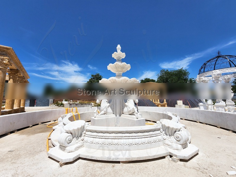 Garden Decoration Outdoor Marble Horse Fountain for Sale MOKK-734 detail image