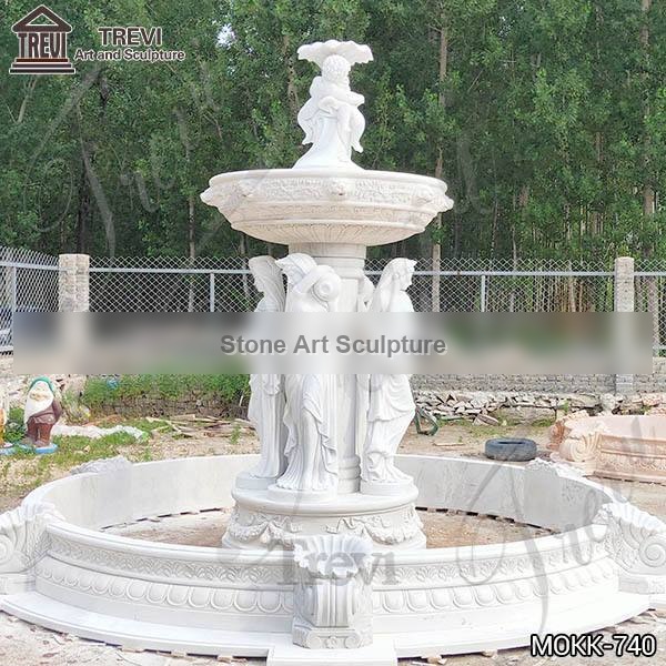 Outdoor Marble Woman Garden Fountain with Angel Manufacturer MOKK-740