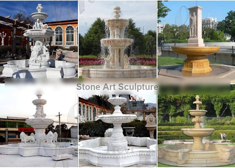 Outdoor Marble Woman Garden Fountain with Angel Manufacturer MOKK-740 detail image