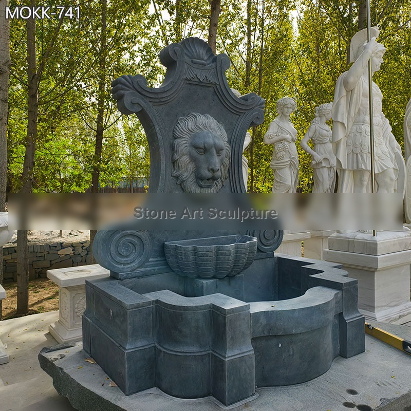 Natural Granite Wall Water Fountain with Lion Head detail image