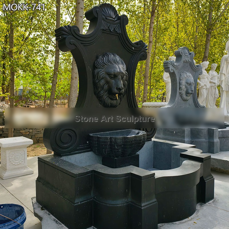Natural Granite Wall Water Fountain with Lion Head detail image