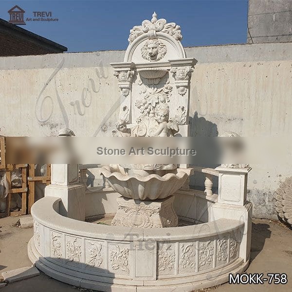 Small Size Outdoor White Marble Water Angel Wall Fountain for Sale MOKK-757