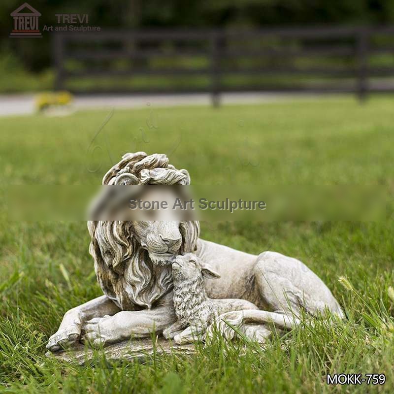 Outdoor Marble Lion and Goat statue for Sale China Factory MOKK-759 detail image