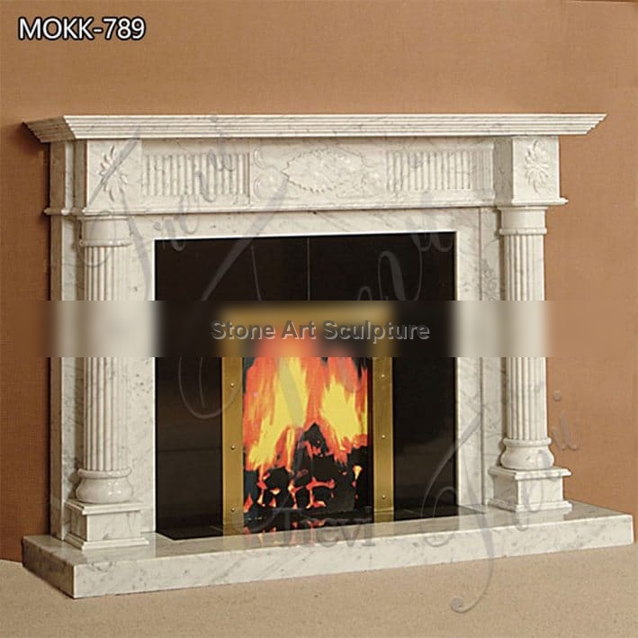 White Marble Fireplace Surround Indoor Decor for Sale MOKK-789