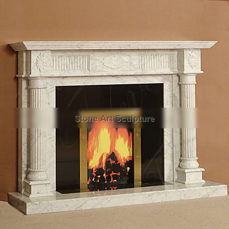 White Marble Fireplace Surround Indoor Decor for Sale MOKK-789 detail image