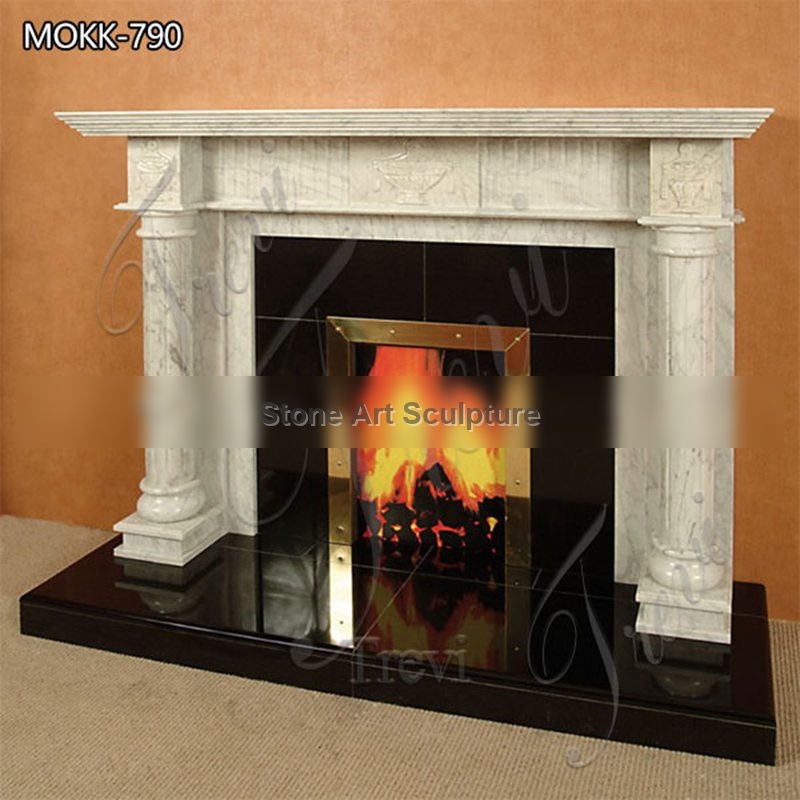 Indoor Modern White Marble Fireplace Facing for Sale MOKK-790