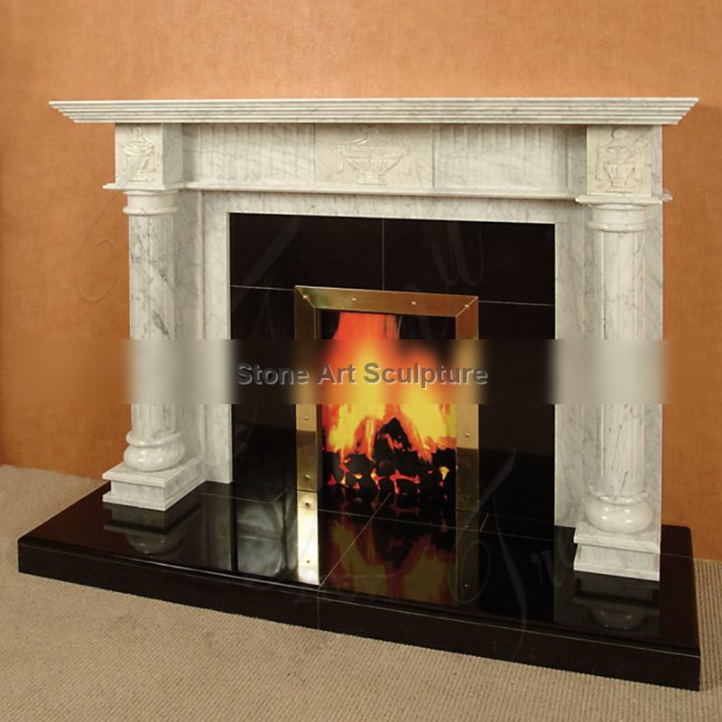 Indoor Modern White Marble Fireplace Facing for Sale MOKK-790 detail image