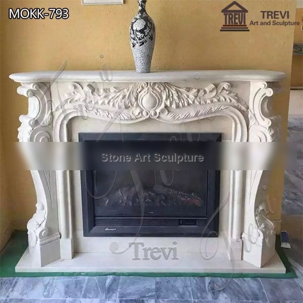 Home Decoration French White Marble Fireplace Surround for Sale MOKK-793