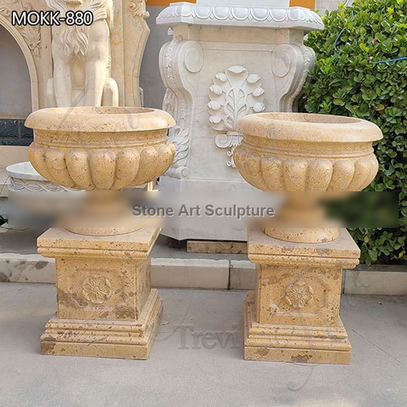 Beige Antique Marble Planters Decor Resort Residential for Sale MOKK-800 detail image