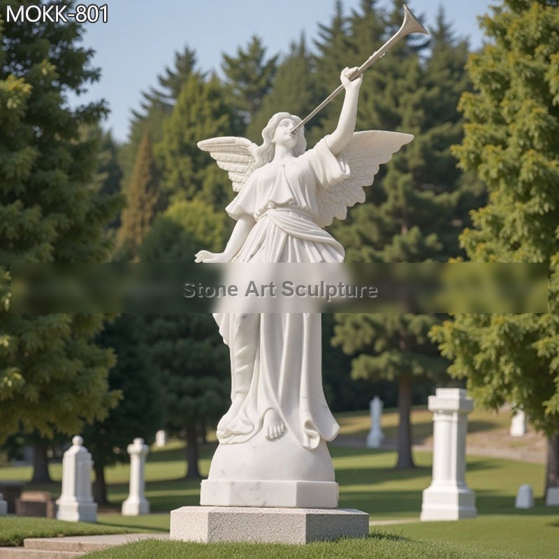 Cemetery Marble Angel Statues with Trumpet for Sale MOKK-801
