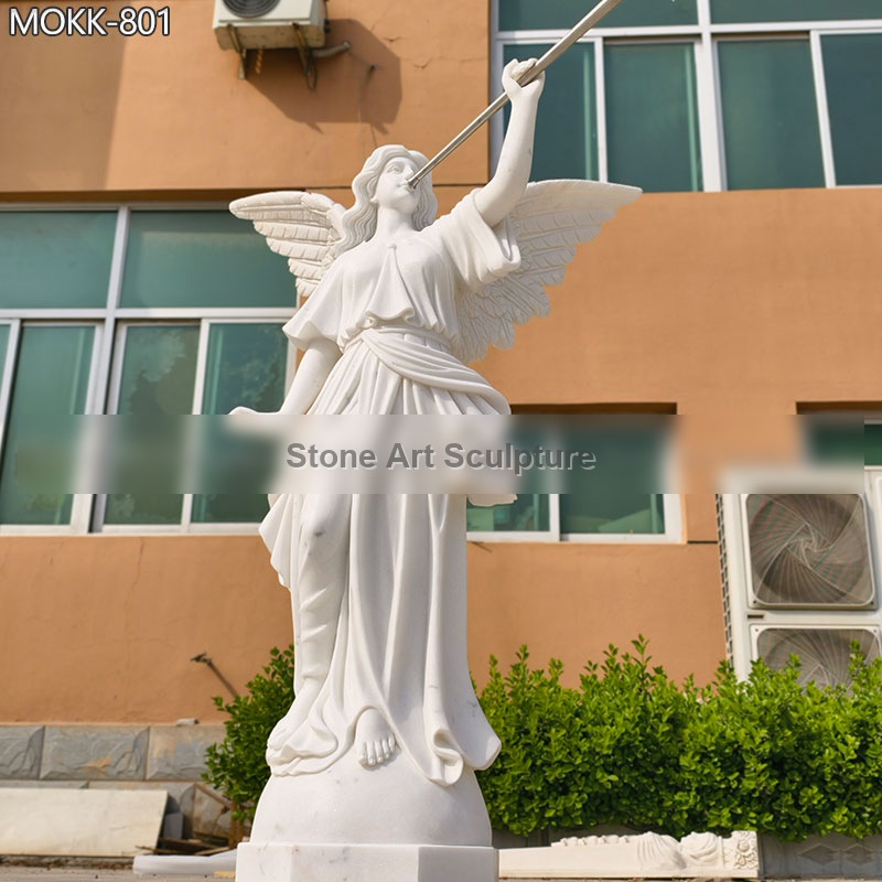 Cemetery Marble Angel Statues with Trumpet for Sale MOKK-801 detail image