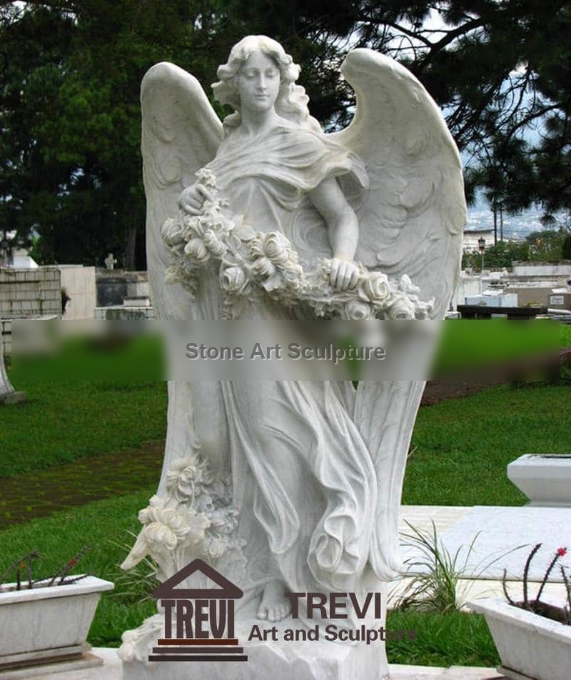 Large Size Marble Bouquet Angel Statue for Sale MOKK-804 detail image