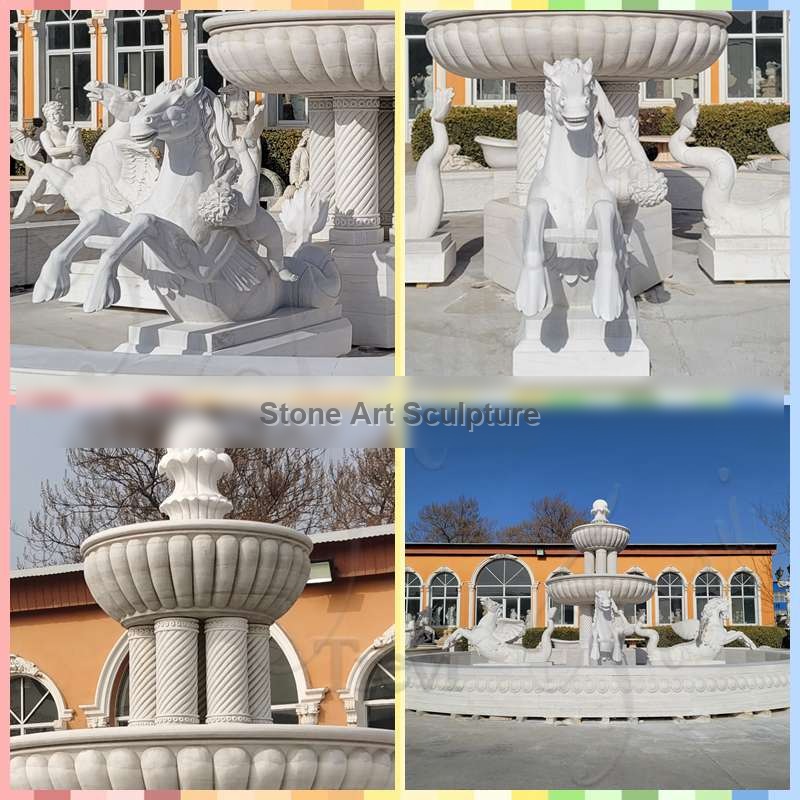 Large Exquisite Marble Fountain with Horse Statue for sale MOKK-809 detail image