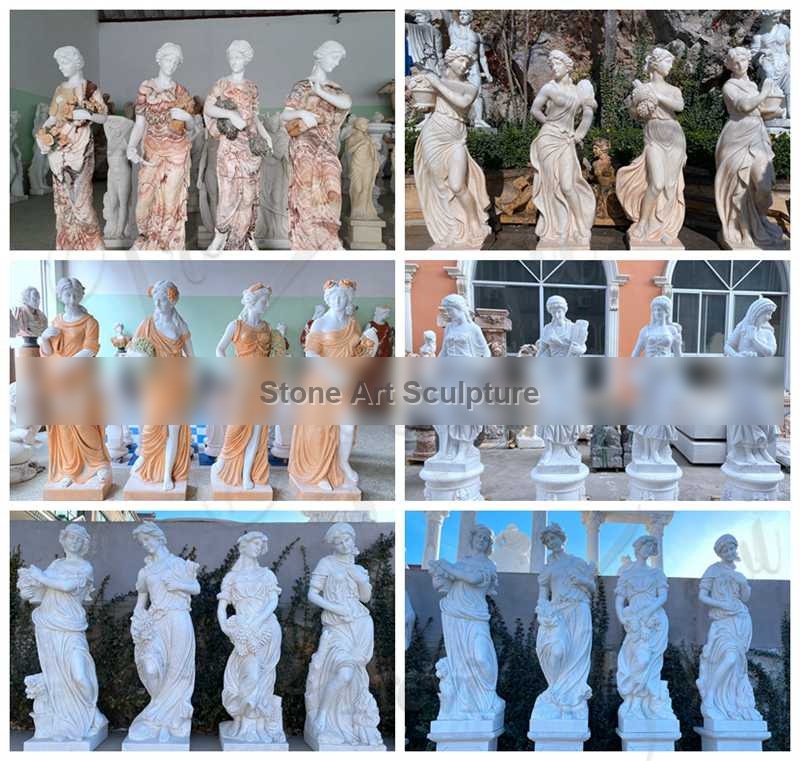Marble Garden Statue Life Size Cream Color Four Seasons for Sale MOKK-811 detail image