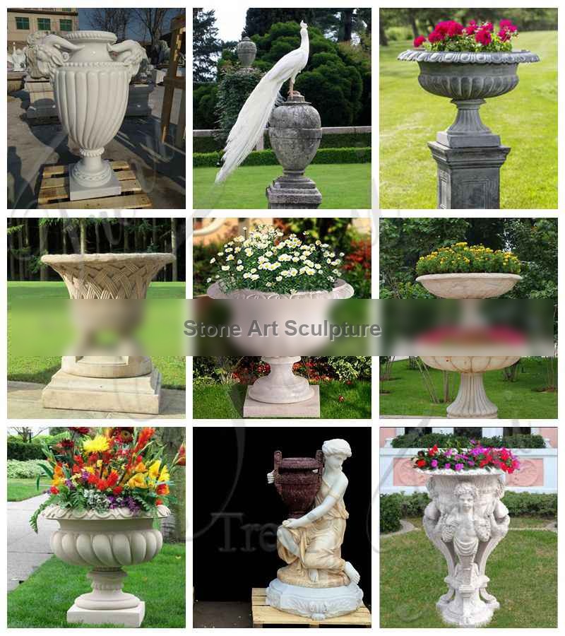 China Marble Sculpture White Planter Garden Decor for Sale MOKK-817 detail image