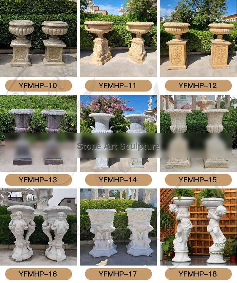 China Marble Sculpture White Planter Garden Decor for Sale MOKK-817 detail image